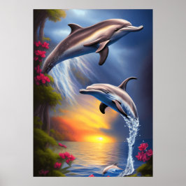Schönes Dolphin Duo im Paradies Poster