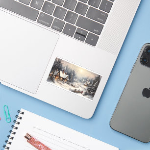 Schönes Dorf an Weihnachten Aufkleber