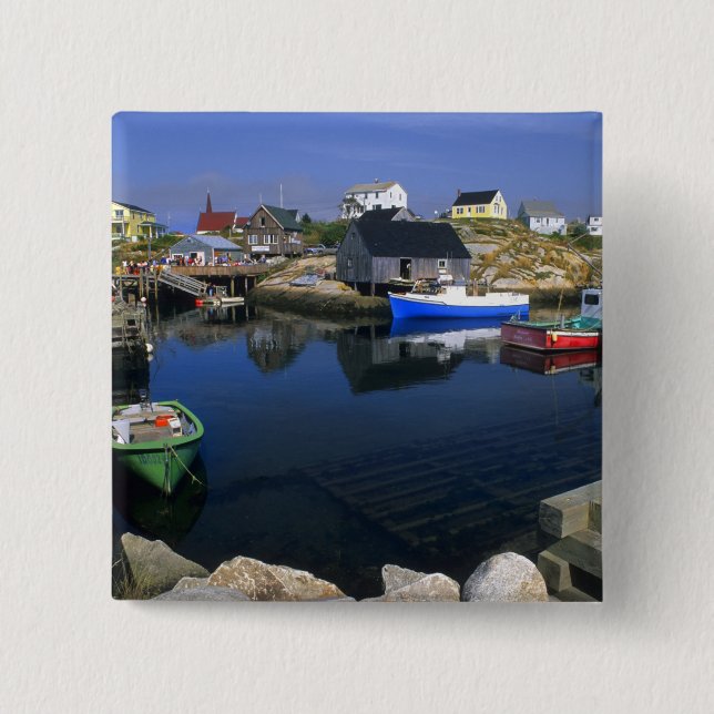 Schönes Dorf Peggy's Cove mit Hafen Button (Vorderseite)