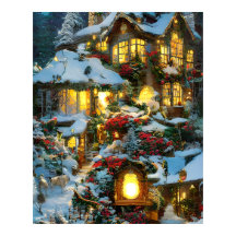 Schönes Dorfhaus bei Christmas Poster
