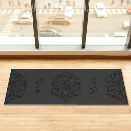 Schönes dunkelgraues Mandala mit individuellem Nam Yogamatte