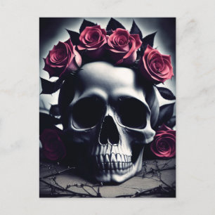 Schönes dunkles und gotisches Rose Skull Poster Postkarte