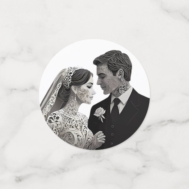 Schönes Ehepaar auf einem blauen Baum des Lebens Konfetti (Klein Vorderseite)