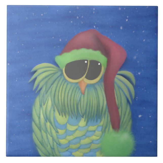 Schönes Ei mit Weihnachtsmannmütze Fliese (Vorderseite)