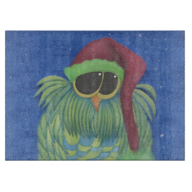 Schönes Ei mit Weihnachtsmannmütze Schneidebrett (Vorderseite)