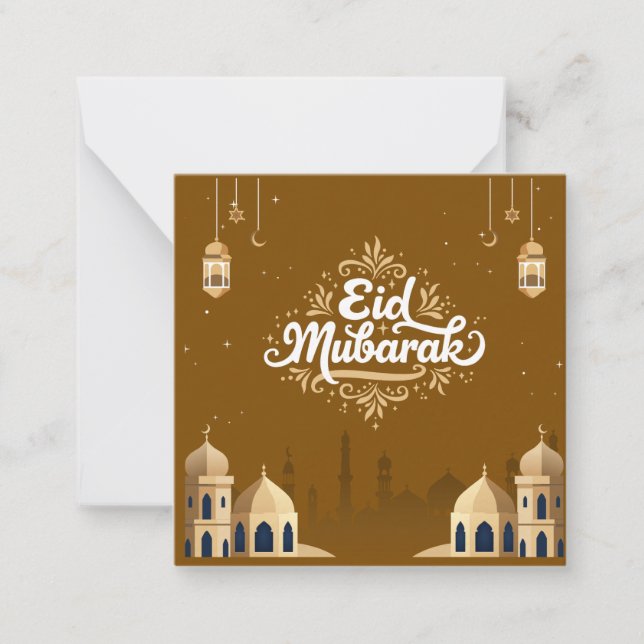 Schönes Eid Mubarak Gruß grau Mitteilungskarte (Vorderseite)