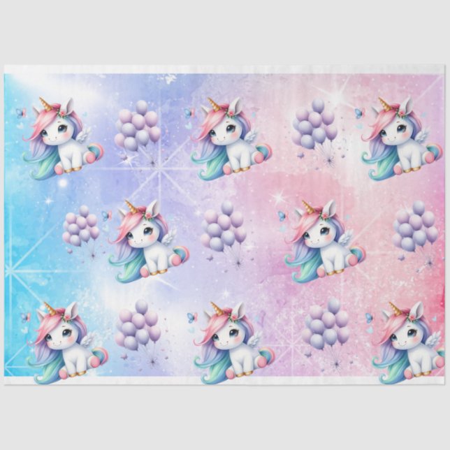Schönes Einhorn mit Balloons Gewebe Papier (Vorderseite)