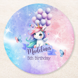 Schönes Einhorn mit Balloons Papier Untersetzer