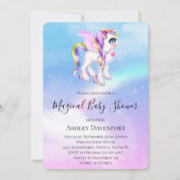 Schönes Einhorn mit Rainbow Mane Babydusche