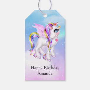 Schönes Einhorn mit Rainbow Mane Birthday Geschenkanhänger