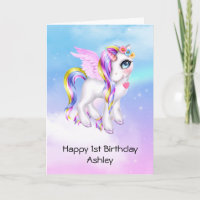 Schönes Einhorn mit Rainbow Mane Birthday