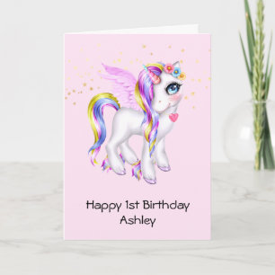 Schönes Einhorn mit Rainbow Mane Birthday Karte