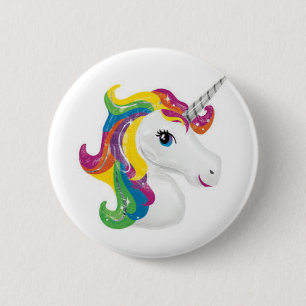 Schönes Einhorn mit Regenbogenfarben fast Lisa Button
