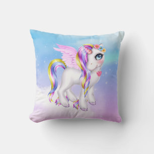 Schönes Einhorn mit Regenbogenmane Kissen