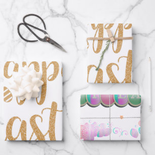 Schönes einzigartiges Gold Geschenkpapier Set