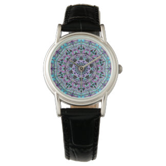 Schönes, einzigartiges Lila und blaues Mandala Armbanduhr