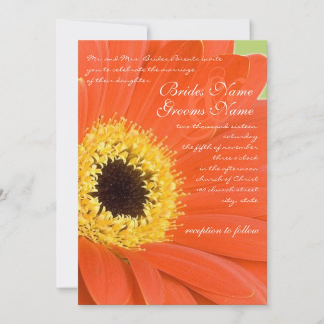 Schönes Elegant Gerber Daisy Wedding Einladung (Vorderseite)