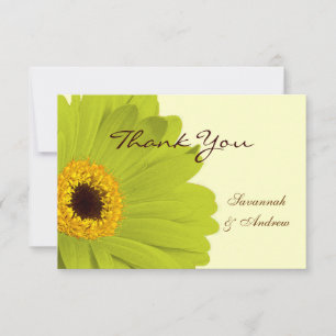 Schönes Elegant Green Gerber Daisy Wedding Dankeskarte