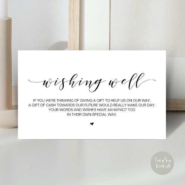 Schönes Elegant, schwarz, Hochzeit wünschend gut Begleitkarte (Beautiful Elegant Wedding Wishing Well, A Note On Gifts Enclosure Card in Black and White)