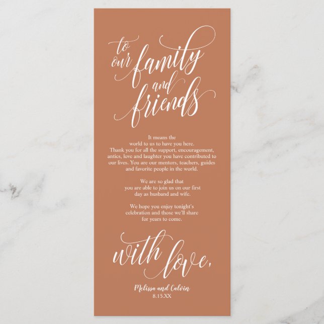 Schönes Elegante Vielen Dank Platz Set Card Programm (Vorderseite)