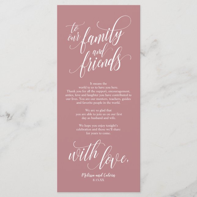 Schönes Elegante Vielen Dank Platz Set Card Programm (Vorderseite)