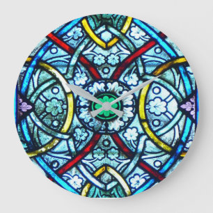 Schönes elegantes Buntglas Notre Dame Paris Große Wanduhr
