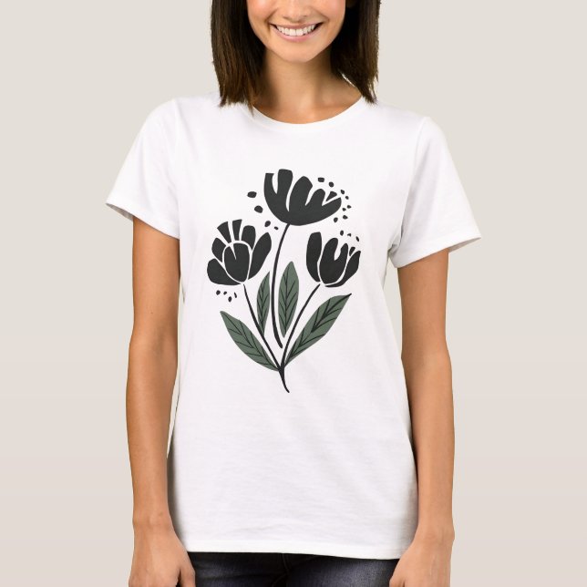 Schönes elegantes Design der Blume T-Shirt (Vorderseite)