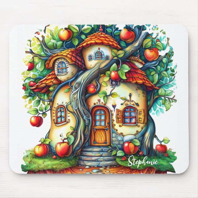 Schönes elegantes Fantasy Apple Fruchthaus Mousepad (Vorne)