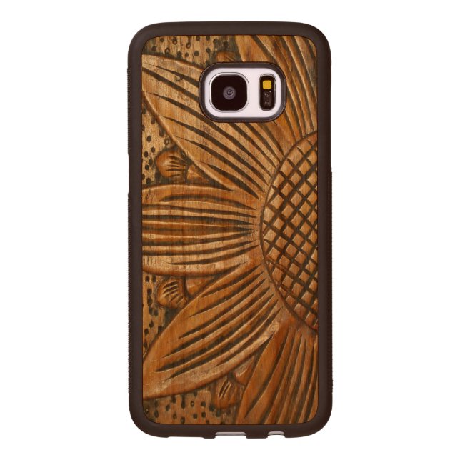Schönes elegantes Holz Sonnenblumen Print Wood Samsung Galaxy S7 Edge Holzhülle (Rückseite)
