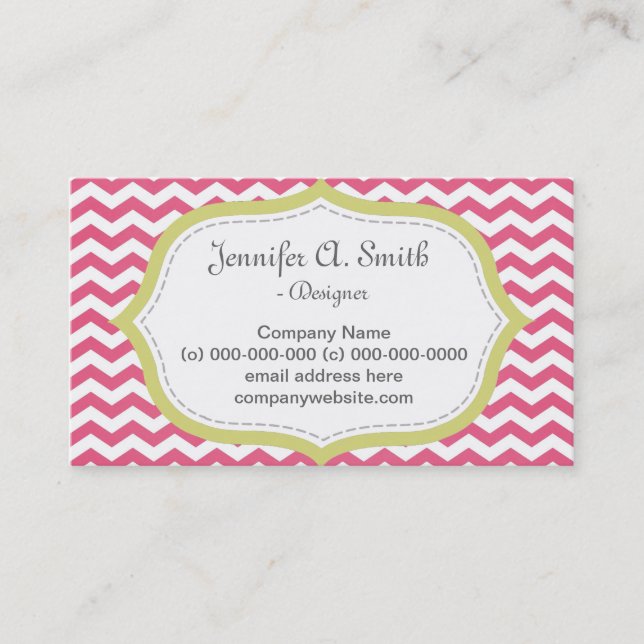 Schönes, elegantes, modernes rosa Zickzack Visitenkarte (Vorderseite)