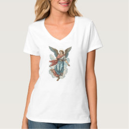 Schönes Engel Frauen christliches V-Ausschnitt T-S T-Shirt