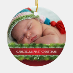 Schönes erstes Weihnachtsfoto-Ornament für Babys Keramikornament