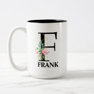 Schönes F monogrammiertes Initial Zweifarbige Tasse
