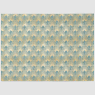 Schönes Fächermuster, Türkis Gold, Art Deco Muster Seidenpapier