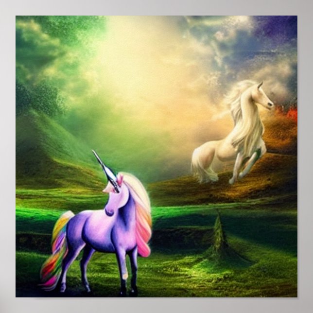 Schönes Fantasieunicorn - Mythische Kreatur Poster (Vorne)