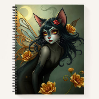 Schönes Fantasy Cat Fairy Art Notebook Notizbuch