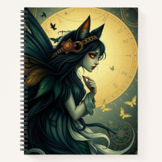 Schönes Fantasy Cat Fairy Art Notebook Notizbuch