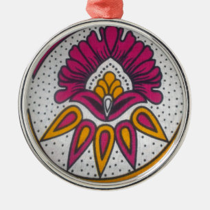 Schönes farbenfrohes afrikanisches Stoffmotiv Kuns Silbernes Ornament
