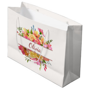 Schönes, farbenfrohes Aquarell-Blume Große Geschenktüte