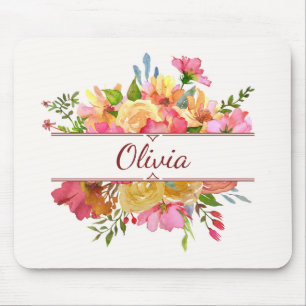 Schönes, farbenfrohes Aquarell-Blume Mousepad