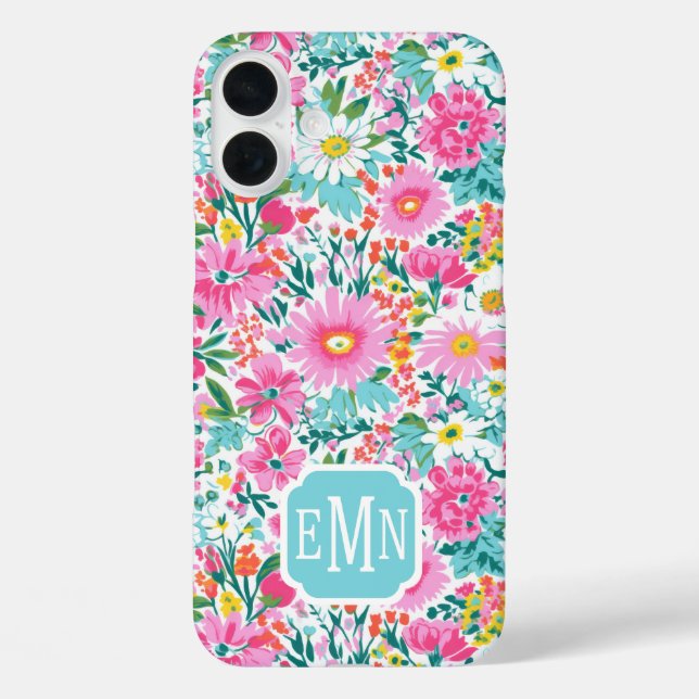 Schönes farbenfrohes Garten-Monogramm-Etuikette Case-Mate iPhone Hülle (Rückseite)