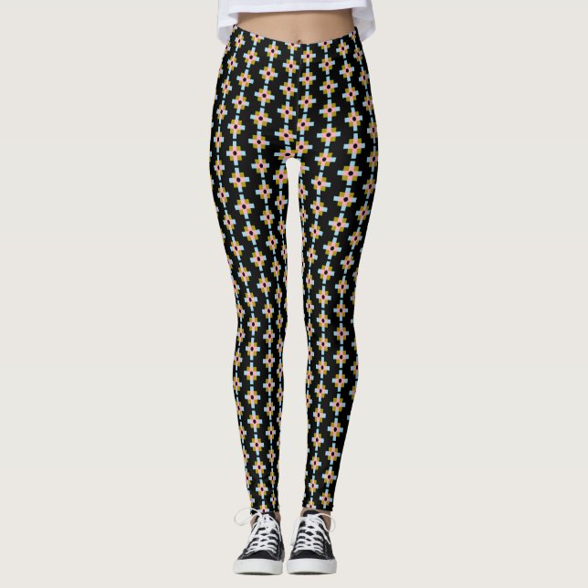 Schönes farbenfrohes, geometrisches Muster Leggings (Vorderseite)