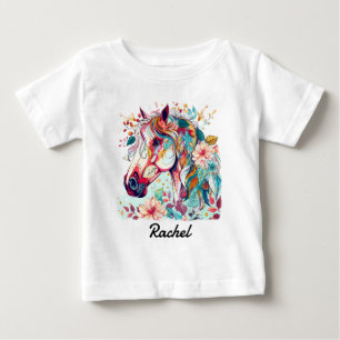 Schönes, farbenfrohes Pferd Baby T-shirt