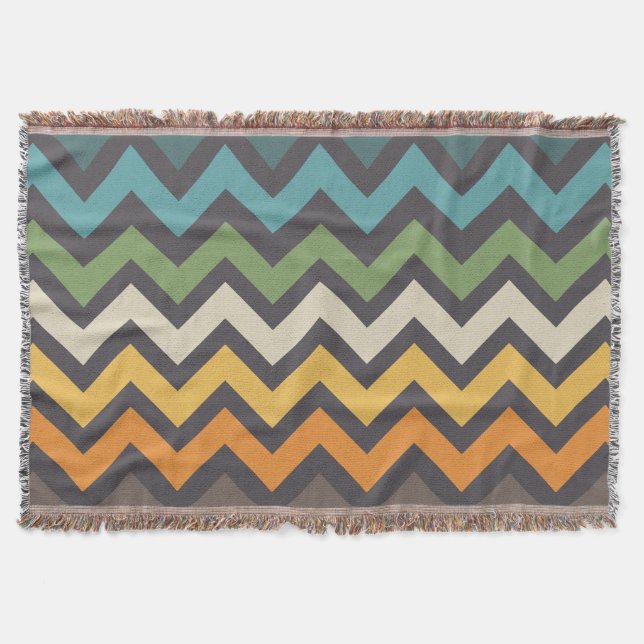 Schönes farbiges Zickzackmuster Decke (Vorderseite)