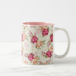 Schönes Farbpfingstrosenmuster auf Grün Zweifarbige Tasse