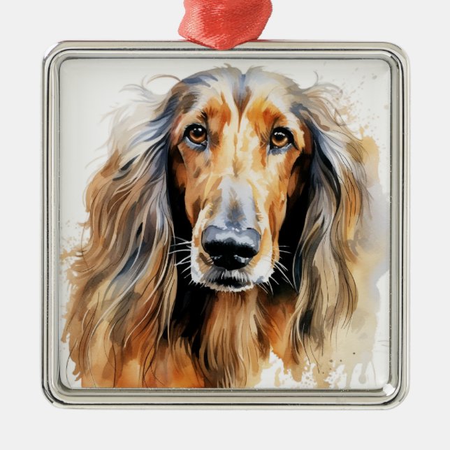 SCHÖNES FAWN AFGHAN HOUND DOG ORNAMENT AUS METALL (Vorne)