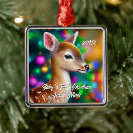 Schönes Fawn First Christmas Ornament Aus Metall