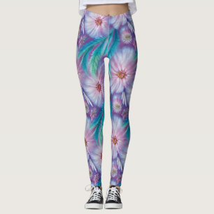 Schönes Feathers und Blume Muster Leggings