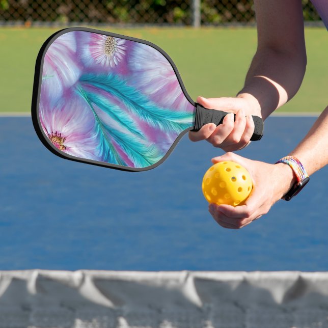 Schönes Feathers und Blume Muster Pickleball Schläger (InSitu)