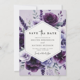 Schönes Feld Lila Blumenhochzeit Save The Date